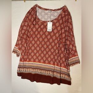 Rose & Olive Women's Geometric Red Blouse